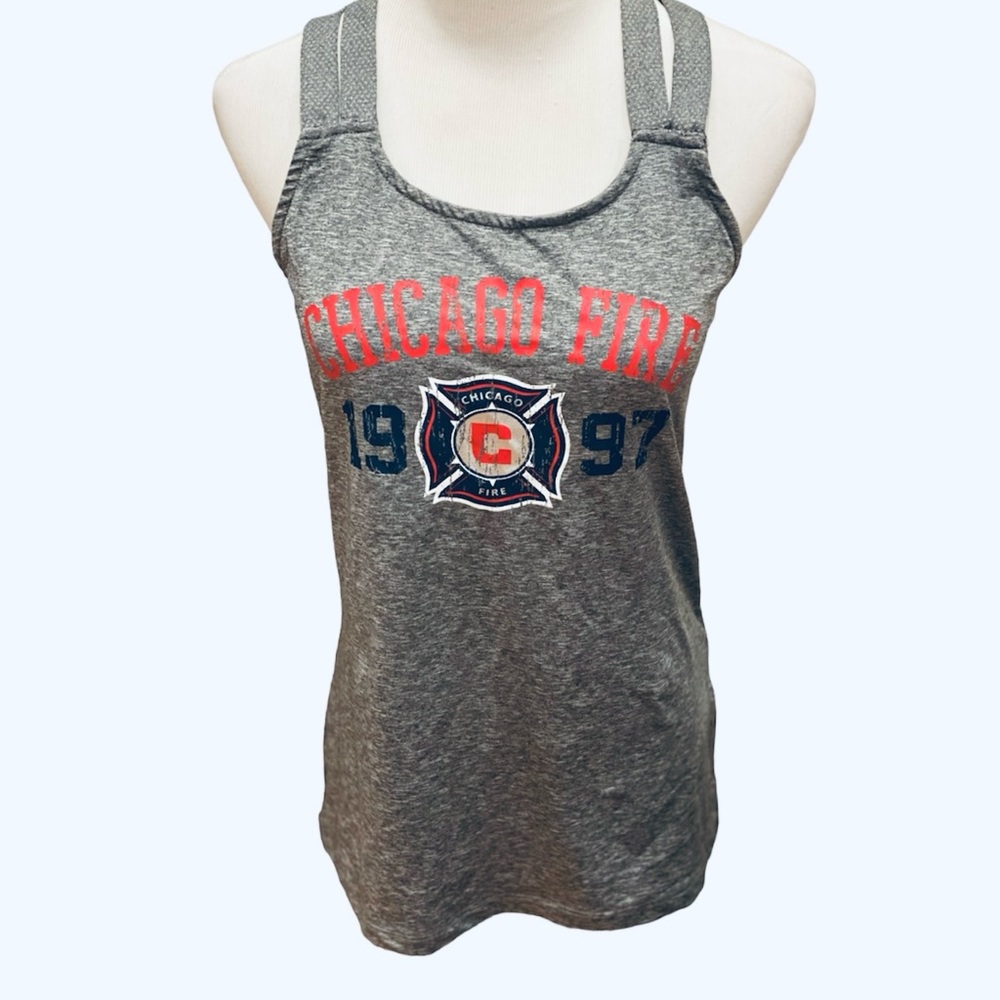 Chicago Fire MLS Gray Tank Top Athletic S Blue Red Soccer Retro